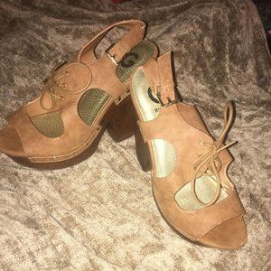 Suede wood style platforms by Guess